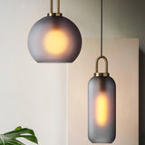 Modern Cylinder Glass Brass Pendant Light 1-Light