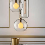 Modern Cylinder Glass Brass Pendant Light 1-Light