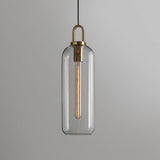 Modern Cylinder Glass Brass Pendant Light 1-Light