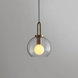 Modern Cylinder Glass Brass Pendant Light 1-Light