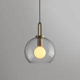 Modern Cylinder Glass Brass Pendant Light 1-Light