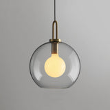 Modern Cylinder Glass Brass Pendant Light 1-Light