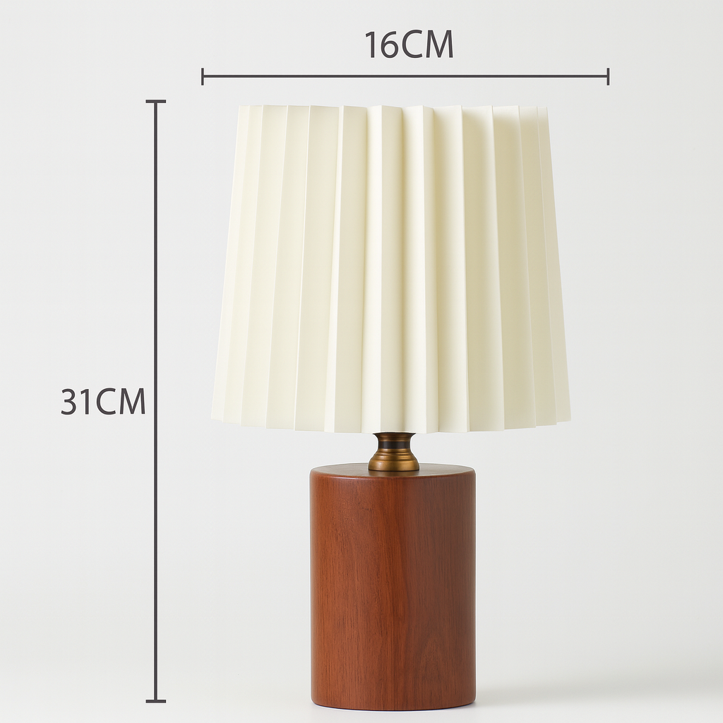 Vintage Korean Pleated Fabric Cylinder LED Table Lamp | 1-Light Lasson Living