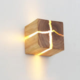 Warm Wood Cube Wall Light 1-Light