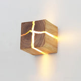 Warm Wood Cube Wall Light 1-Light