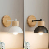 Nordic Wood Japandi Dome Wall Sconce LED 1-Light