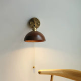 Vintage Dome Wooden Brass Wall Sconce 1-Light