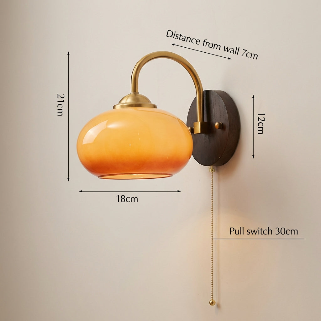 Modern Mid-Century Glass Globe Wall Sconce Lamp 1-Light Lasson Living