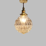 Vintage Copper Glass Globe Pendant Light 1-Light