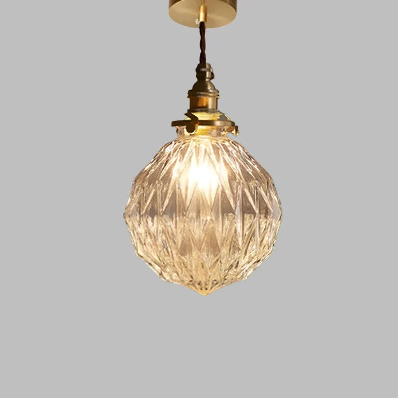 Vintage Copper Glass Globe Pendant Light 1-Light