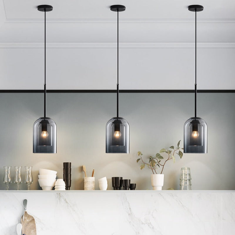 Modern Smoked Glass Cylinder Pendant 1-Light Lasson Living
