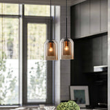 Modern Smoked Glass Cylinder Pendant 1-Light Lasson Living