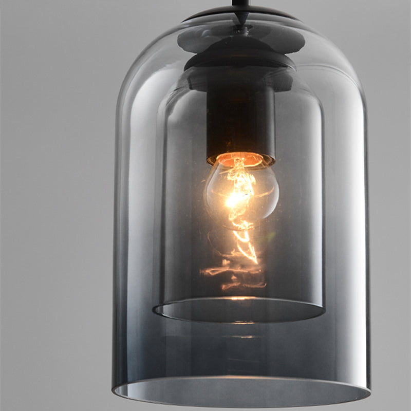Modern Smoked Glass Cylinder Pendant 1-Light Lasson Living