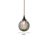 Retro Brass Textured Glass Globe LED Pendant Light | 1-Light