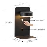 Modern Square LED Wall Light with USB Shelf | 1-Light